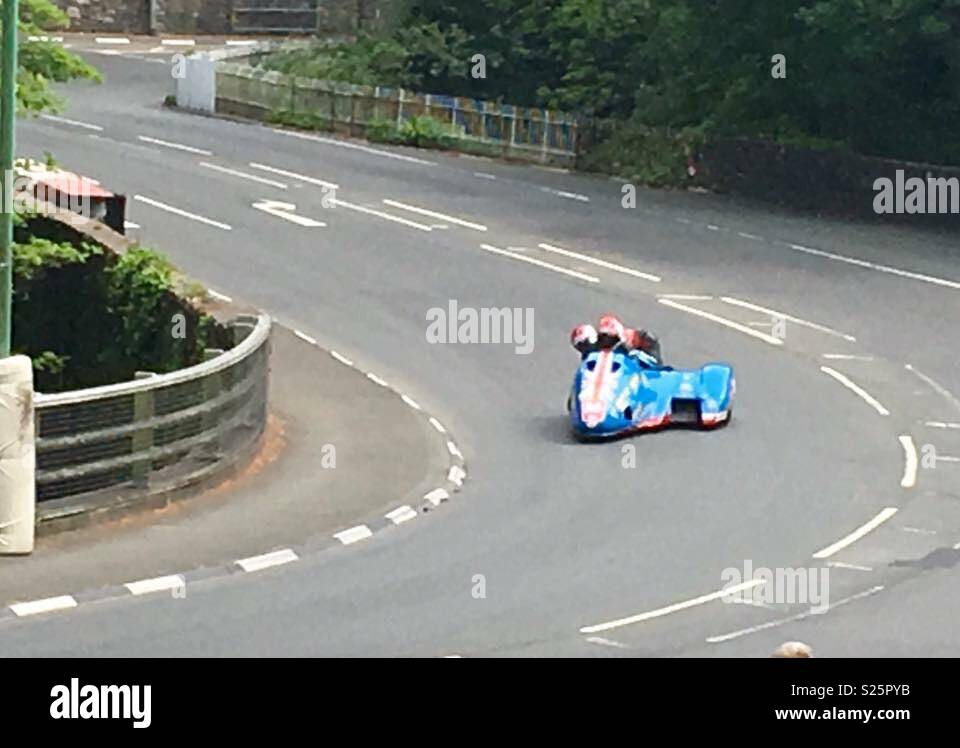 IOM TT 2016 sidecar - Smartphone Captured Stock Image