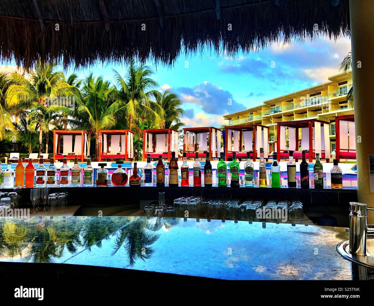 Drinks by the Pool in Mexico Stock Photo Alamy