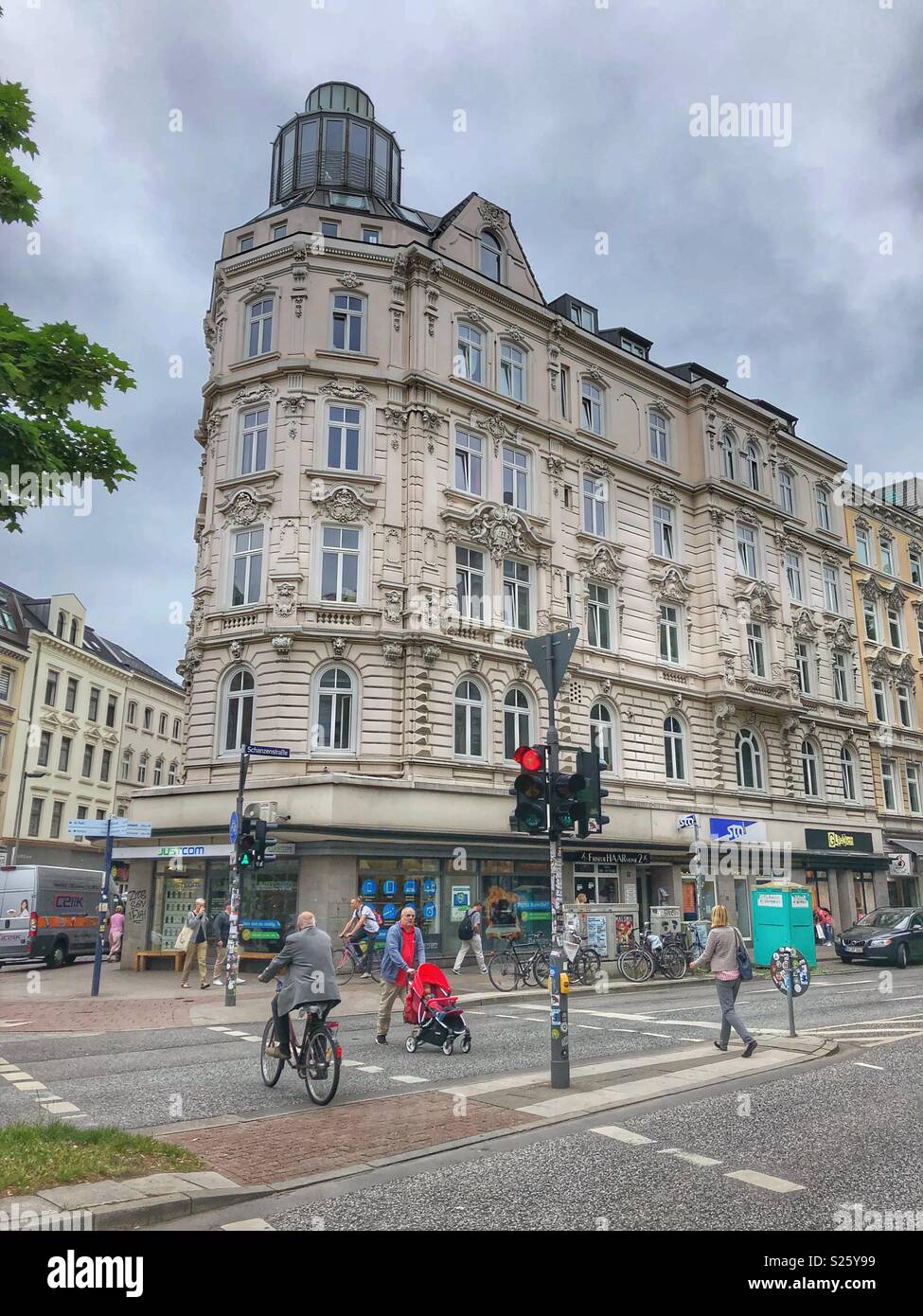 Street corner in Hamburg, Germany. - Smartphone Captured Stock Image