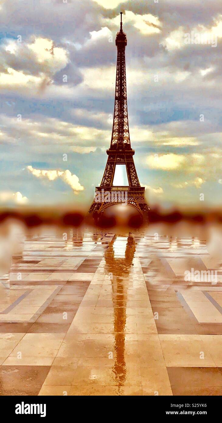 Eiffel in the rain Stock Photo