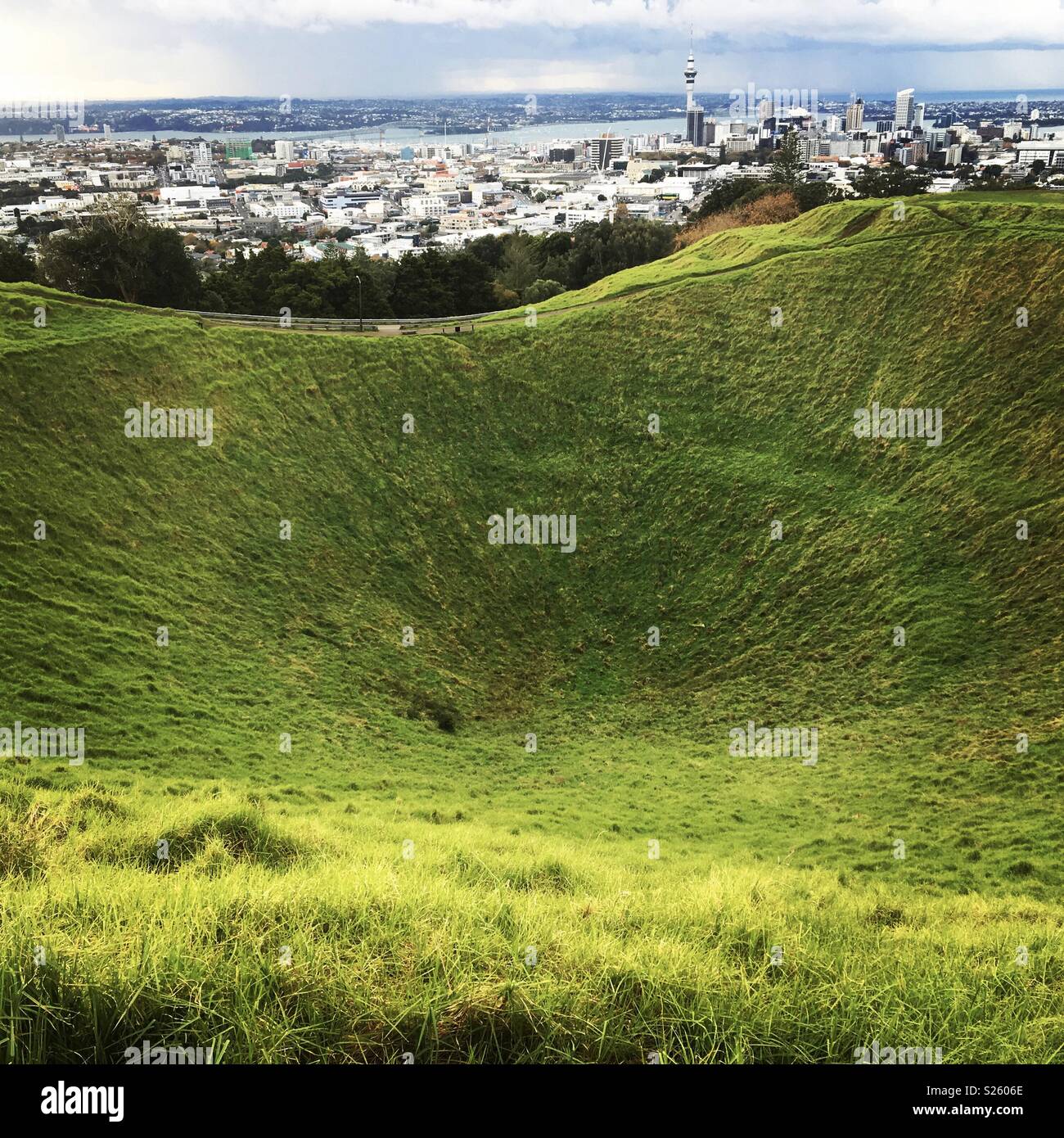 View of Auckland from Mount Eden in New Zealand Stock Photo