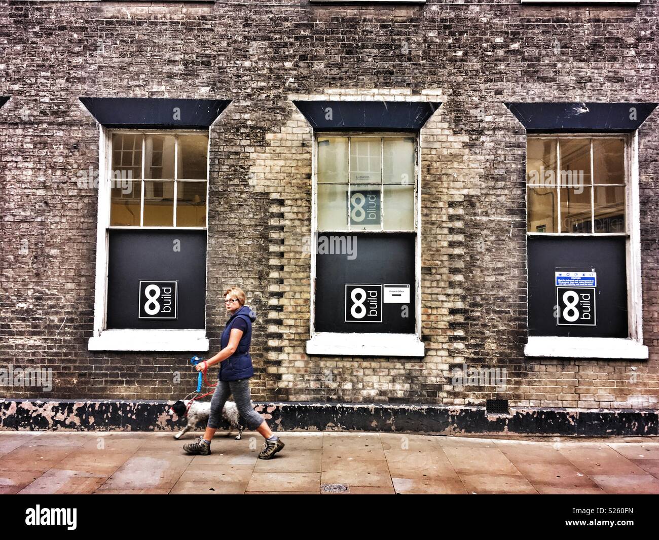 Dog walker Ipswich Suffolk UK - Smartphone Captured Stock Image