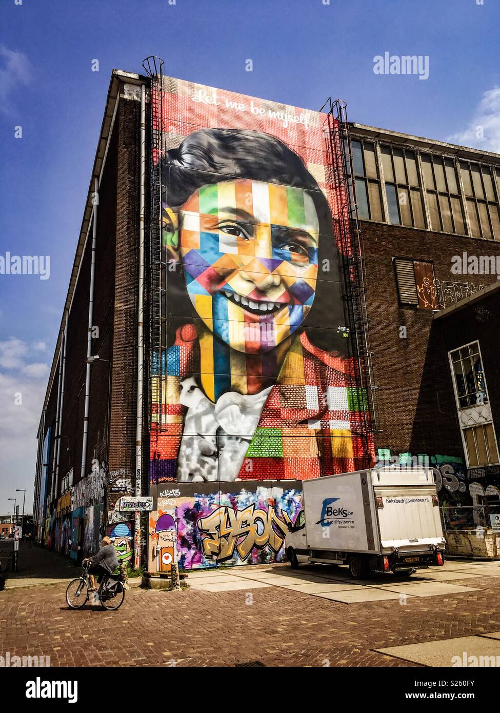 Anne Frank portrait in Amsterdam Stock Photo