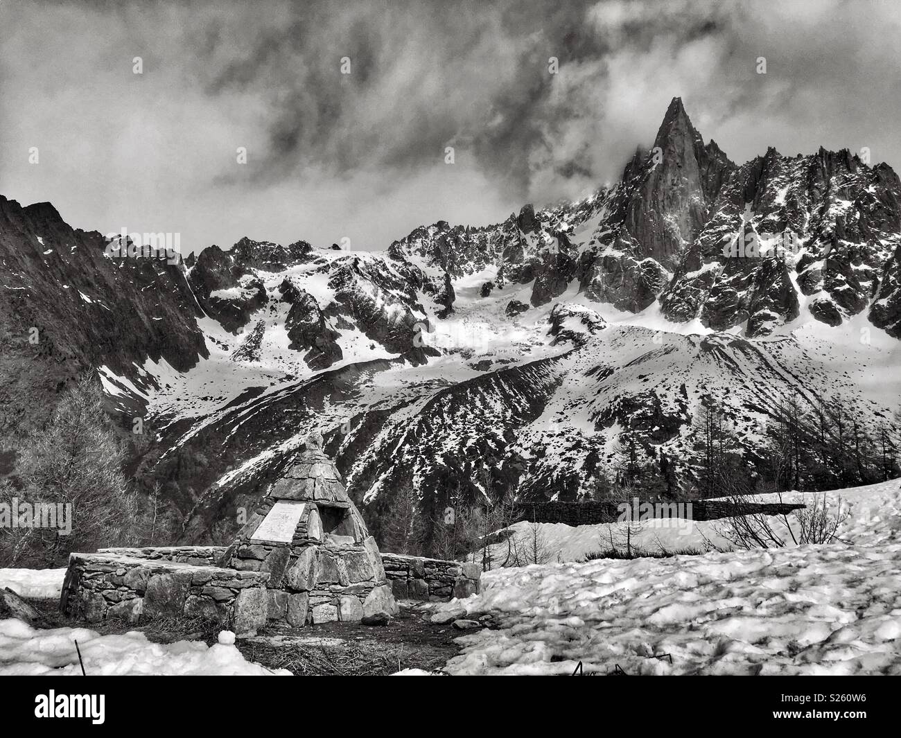 Aiguille du Dru, French Alps Stock Photo