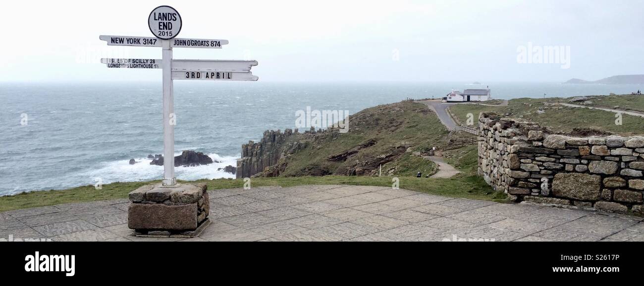 Lands end sign cornwall - Smartphone Captured Stock Image