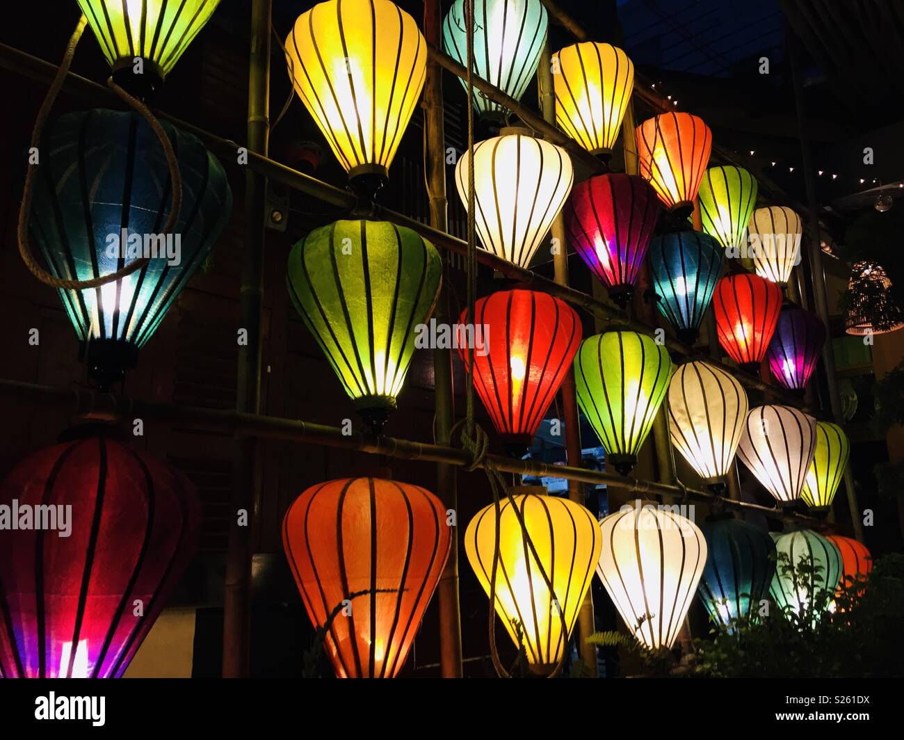 different coloured lanterns used as decoration Stock Photo Alamy