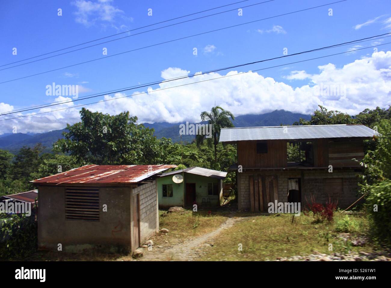 Ecuadorean rural shack houses Stock Photo
