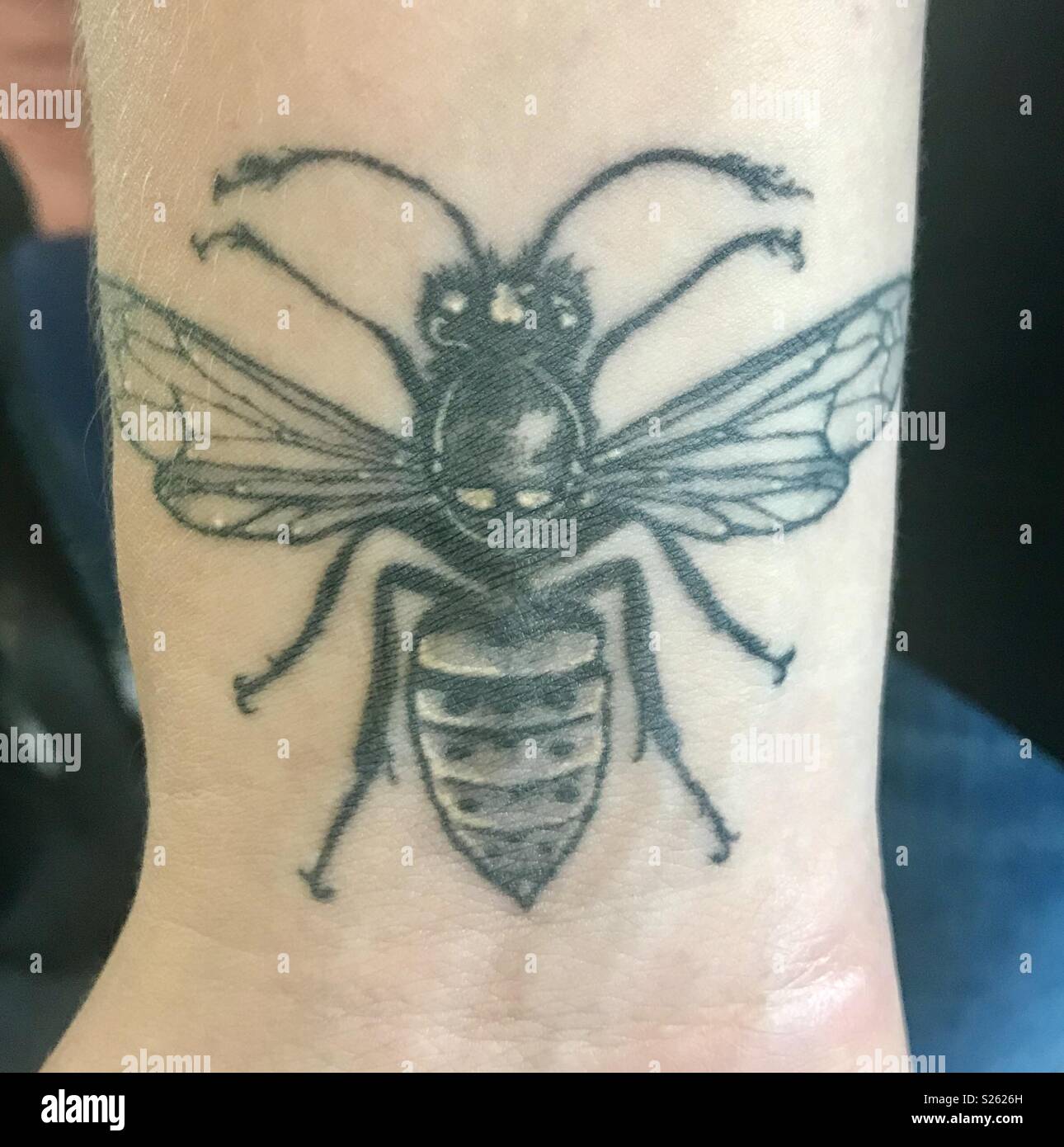 Wasp tattoo - Smartphone Captured Stock Image