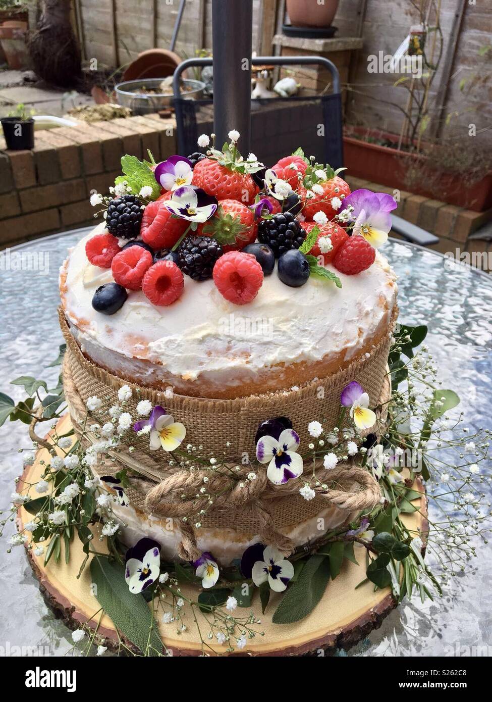 Home made Cake & berries - Smartphone Captured Stock Image