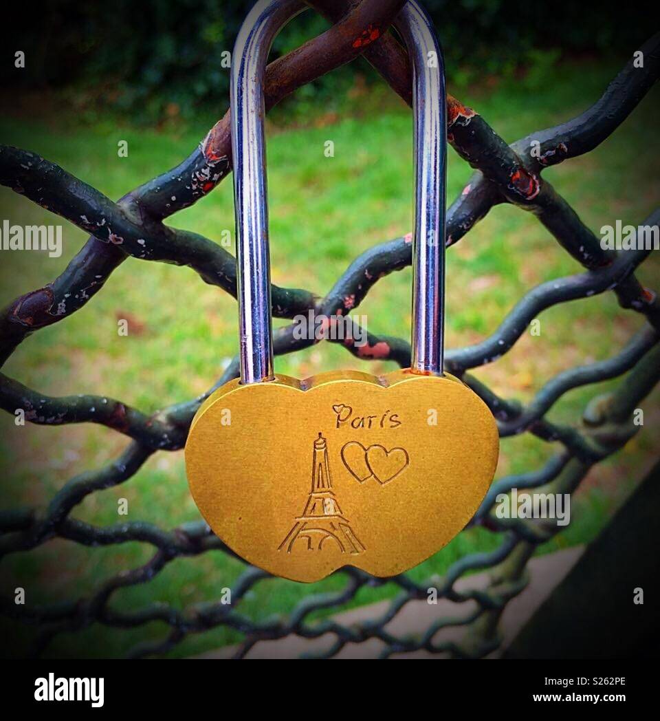 Paris love padlock Stock Photo Alamy