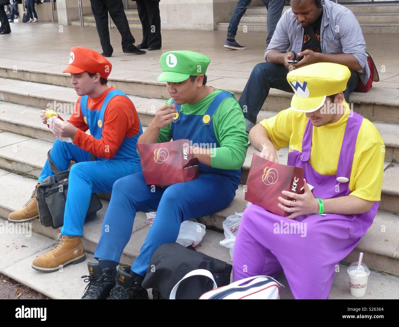 Mario, Luigi and Wario take a break at a games conference Stock Photo -  Alamy