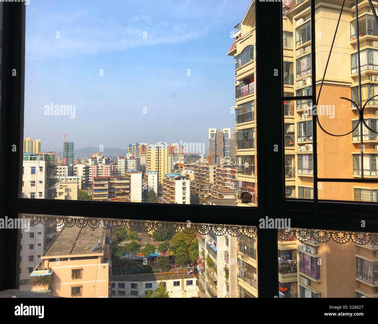 Room with a view of Shaoguan, China. - Smartphone Captured Stock Image