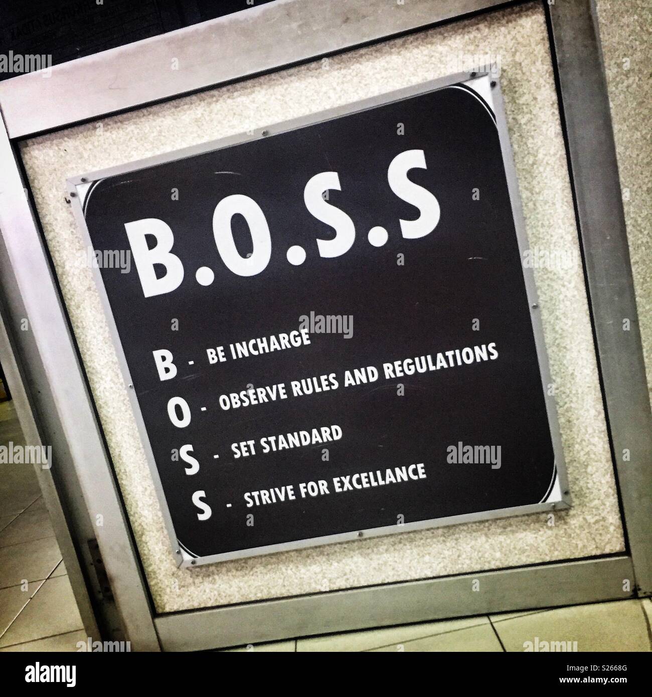 Inspirational sign with an ironic spelling mistake in a school at Terendak Military Camp, Malacca, Malaysia - Smartphone Captured Stock Image