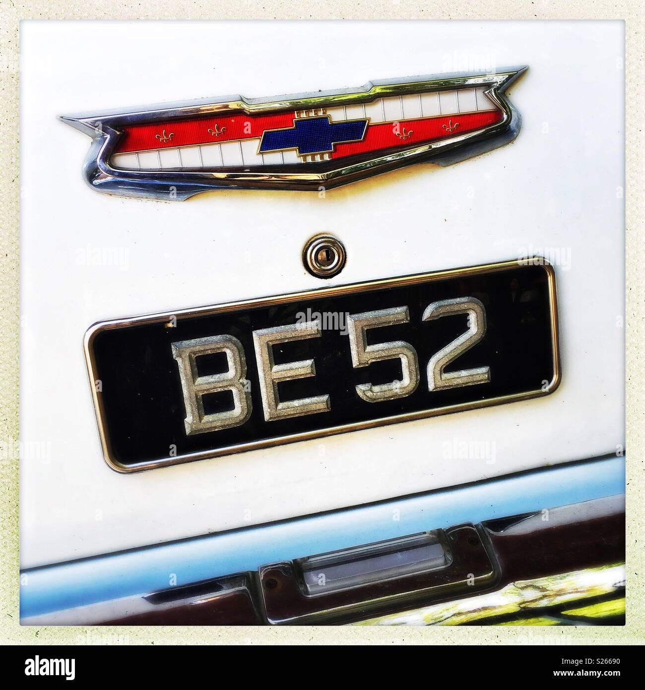 Detail of the Chevrolet limousine used to transport Malaysia's first Prime Minister to the declaration ceremony in 1957, on display outside the Proclamation of Independence Memorial, Malacca - Smartphone Captured Stock Image