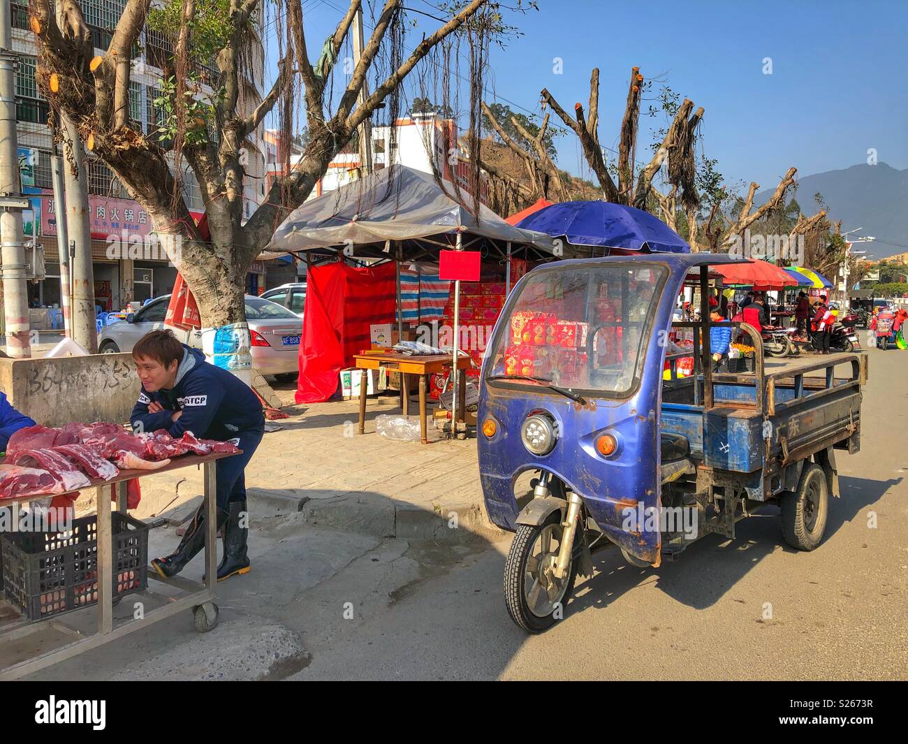 Outdoor market in a small rural Chinese town. - Smartphone Captured Stock Image