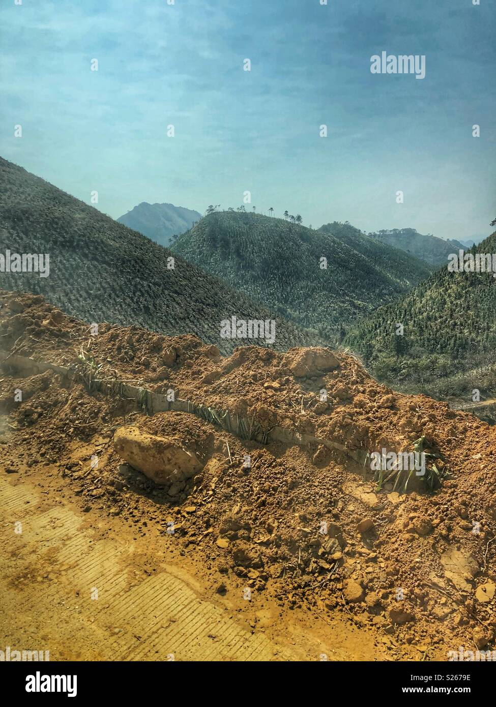 Mountainous landscape in southern China. - Smartphone Captured Stock Image