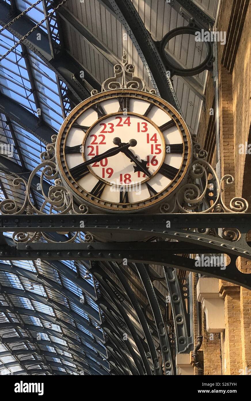 Train station platform clock Stock Photo Alamy