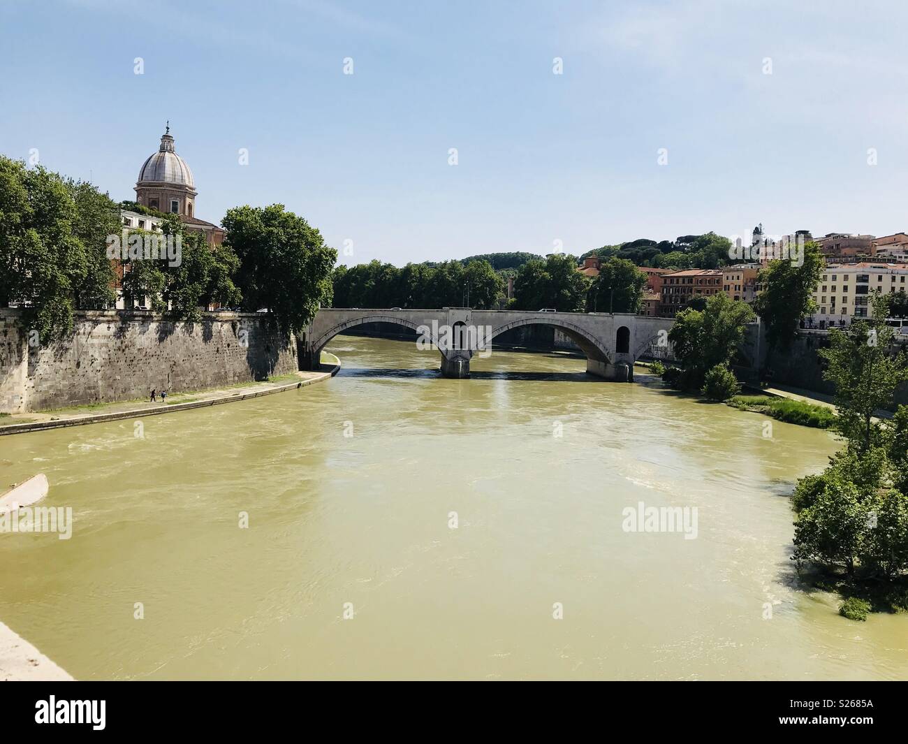View from Ponte Vittorio Emanuele II in Rome, Italy. - Smartphone Captured Stock Image