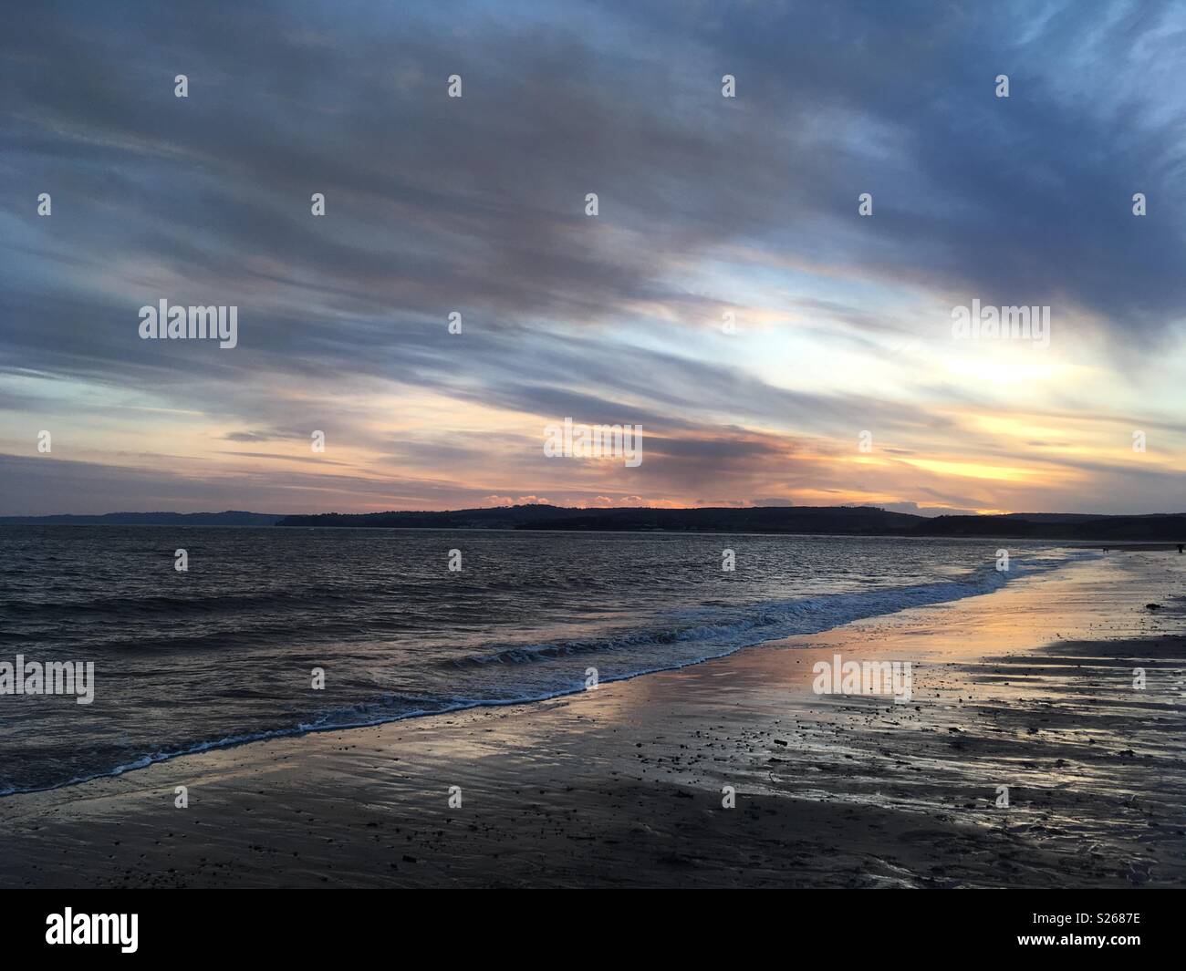 Exmouth beach at sunset Stock Photo