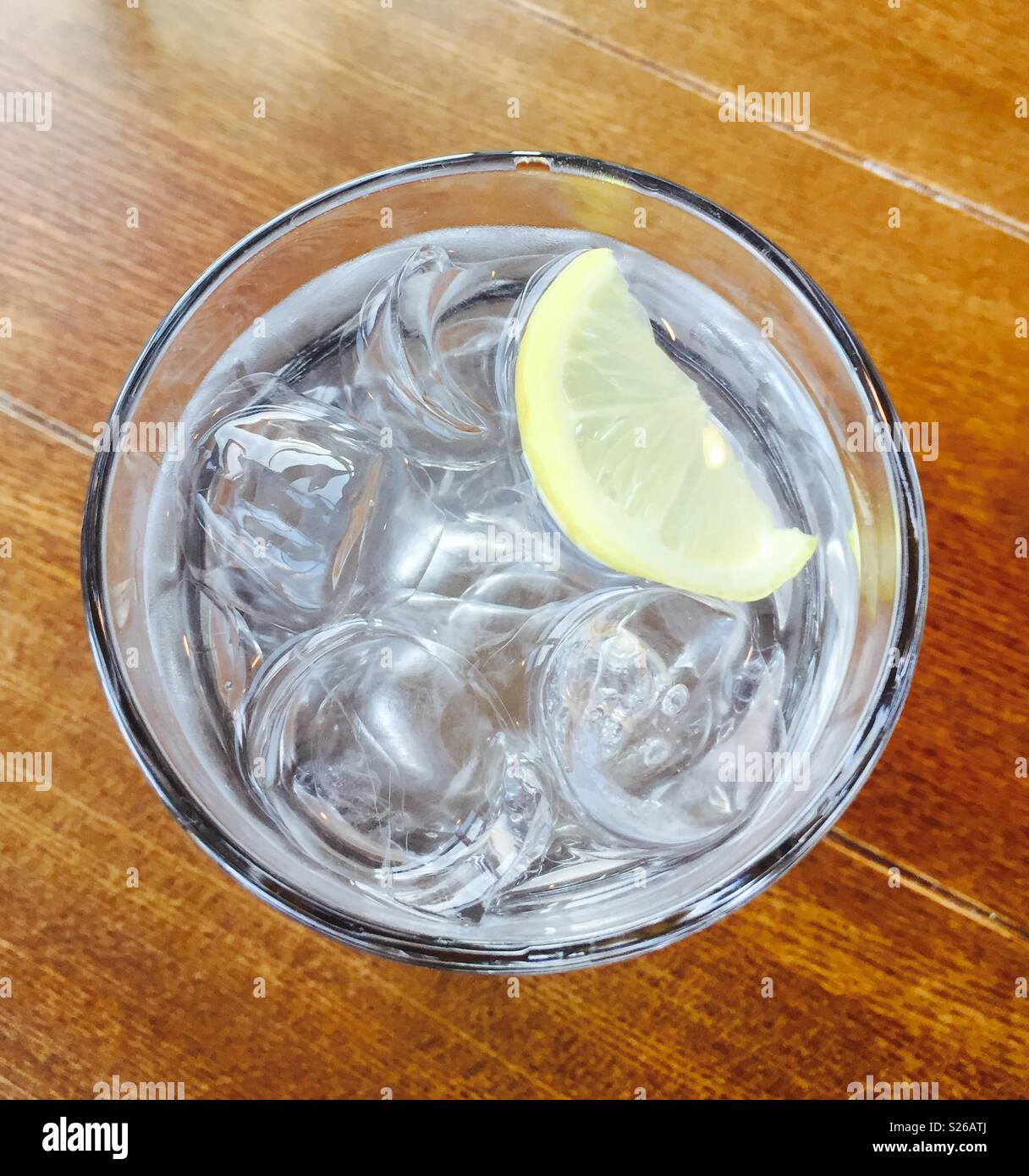 Glass of water with ice and lemon - Smartphone Captured Stock Image