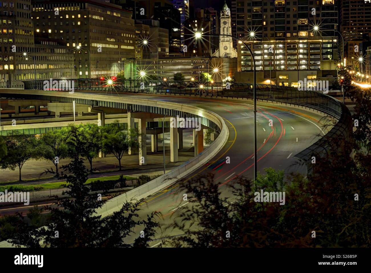 Curving Light Trails - Smartphone Captured Stock Image