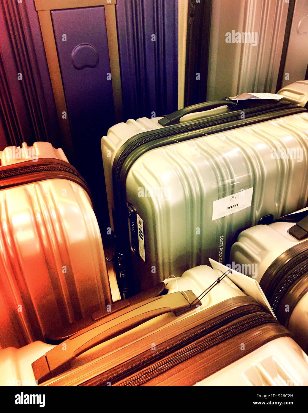 Luggage Display at midtown Manhattan department store, NYC, USA Stock