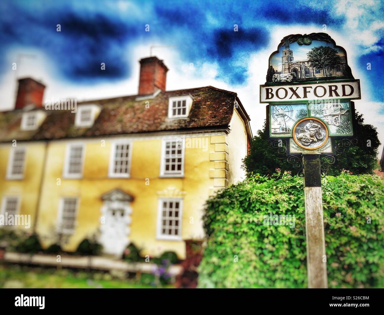 Village sign boxford suffolk england hires stock photography and
