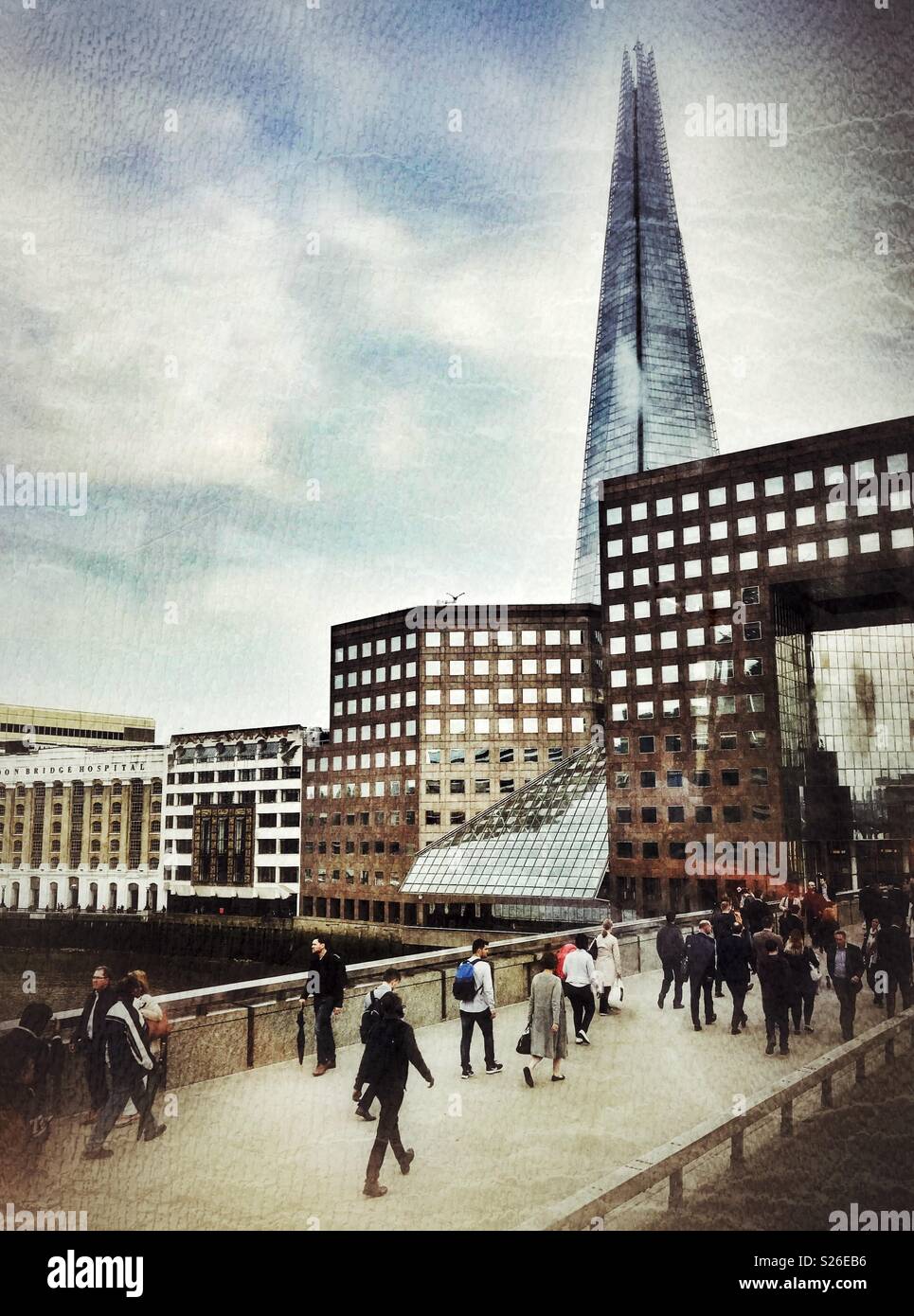 People walking on London Bridge - Smartphone Captured Stock Image