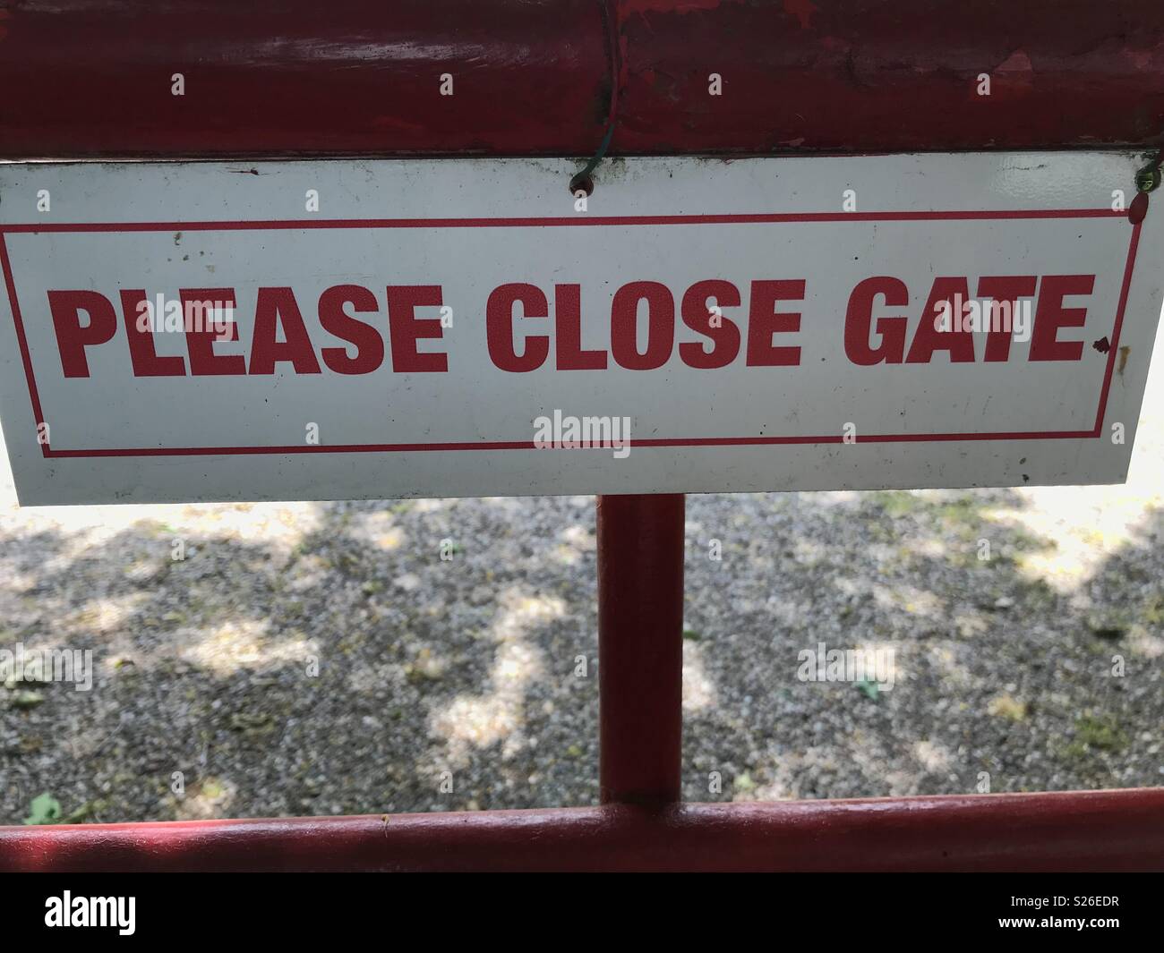 Please Close Gate sign on a gate Stock Photo Alamy