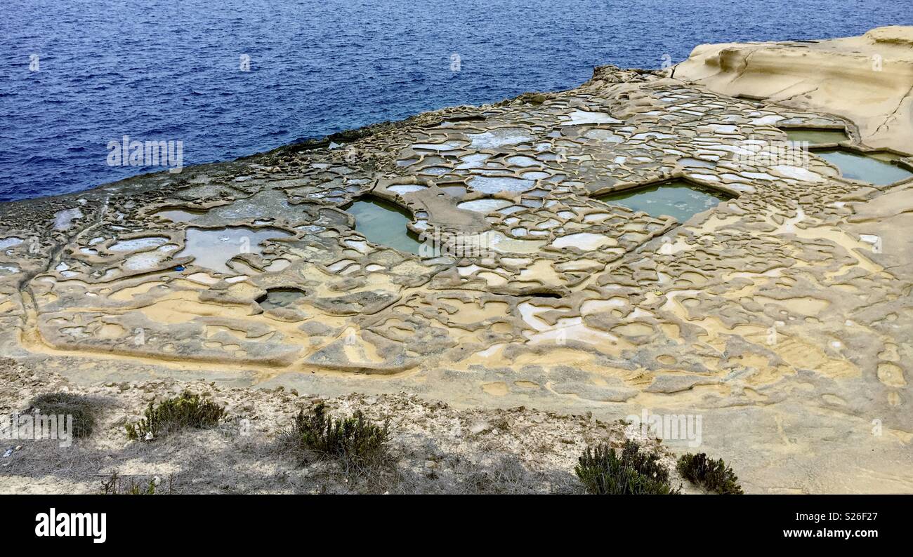 Salt pans Gozo Malta - Smartphone Captured Stock Image