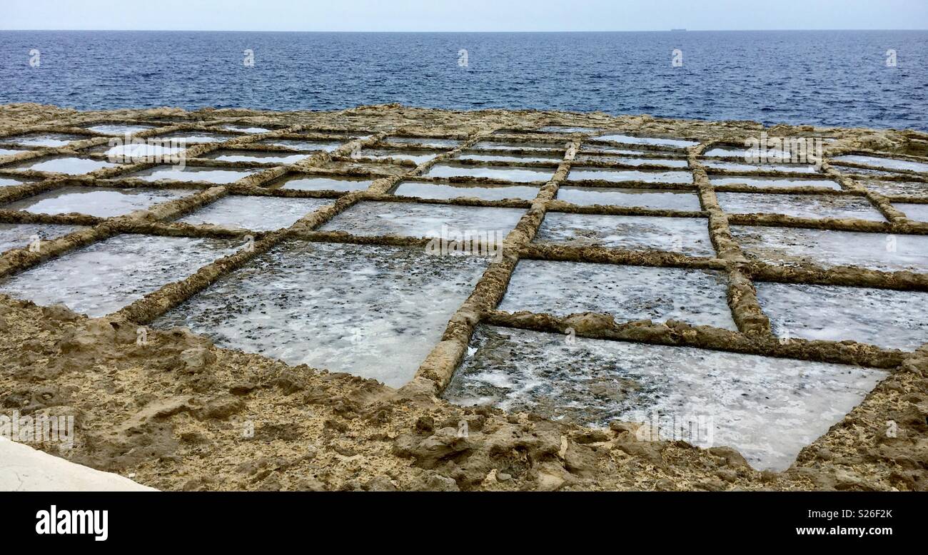 Salt pans Gozo Malta - Smartphone Captured Stock Image
