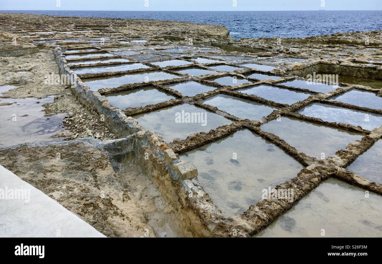 Salt pans Gozo Malta - Smartphone Captured Stock Image