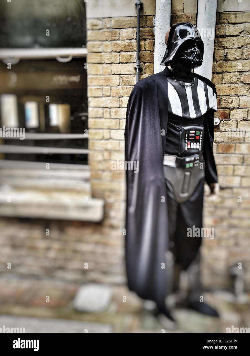 Darth Vader outside a costume shop - Smartphone Captured Stock Image