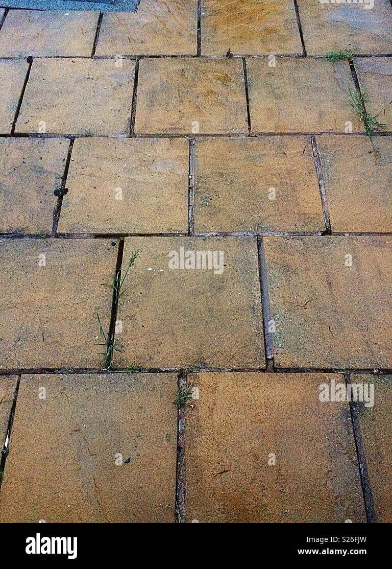 Typical garden patio, Liverpool, United Kingdom Stock Photo Alamy