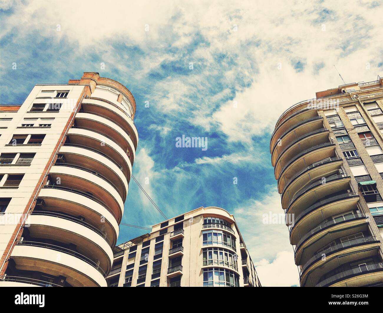 Three buildings and the sky - Smartphone Captured Stock Image
