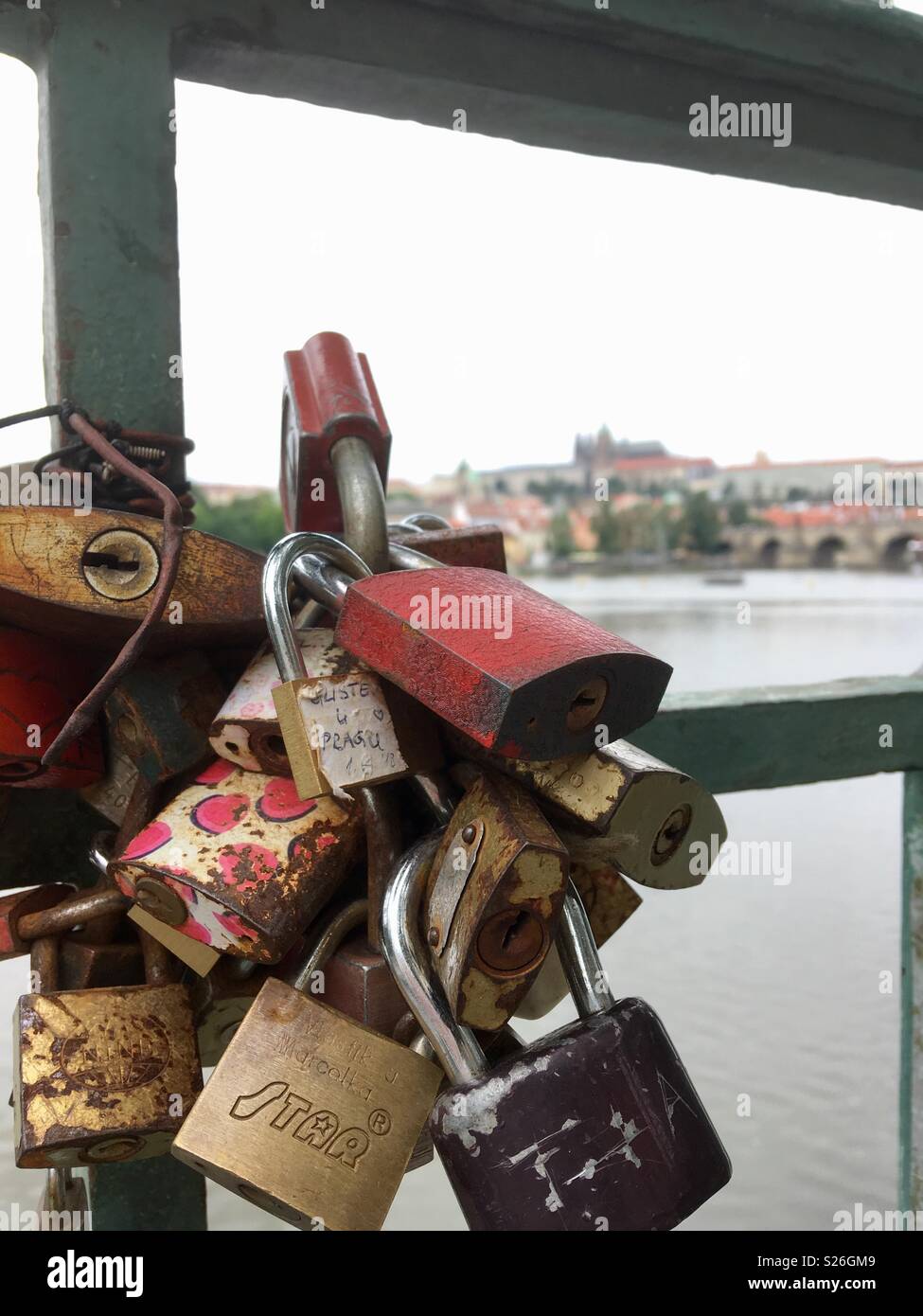 Padlocks on a Prague bridge Stock Photo Alamy