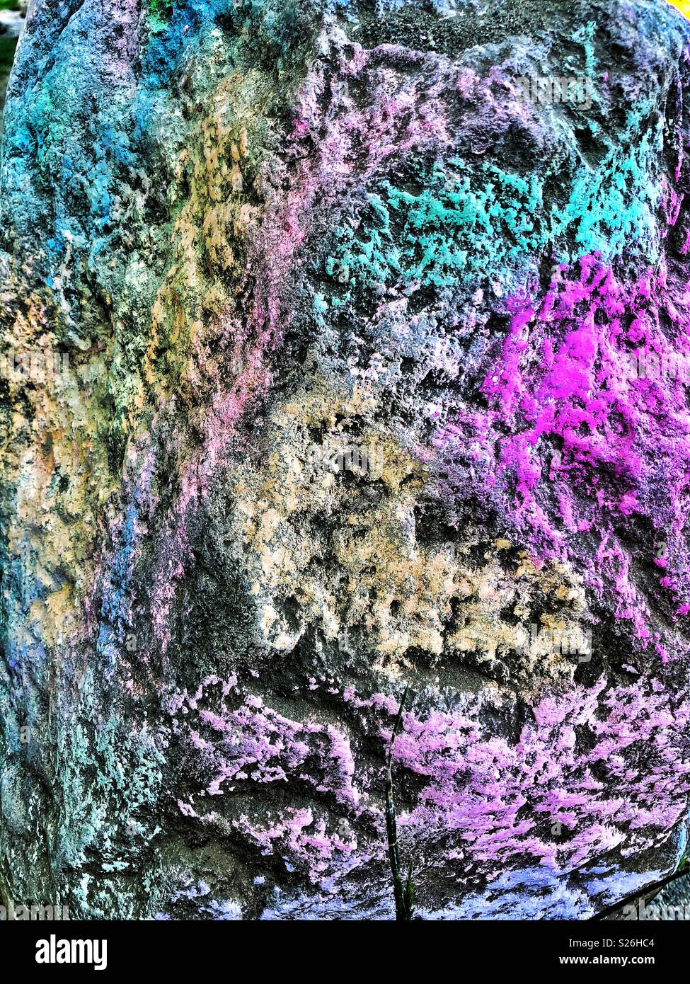 Rock colored with chalk - Smartphone Captured Stock Image