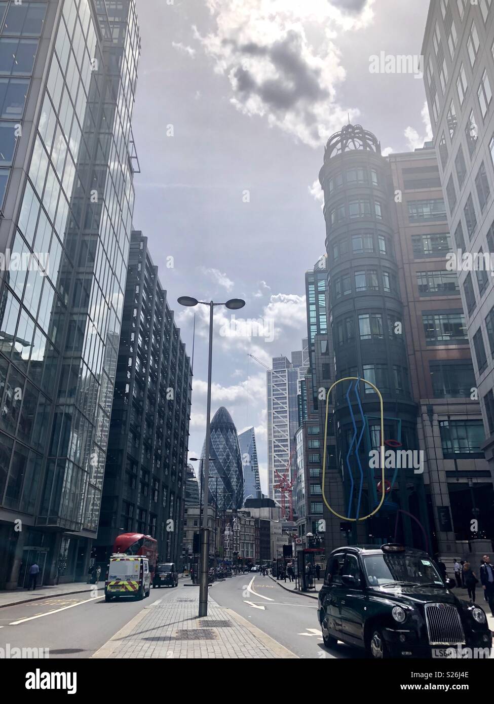 Bishopsgate with London Taxi - Smartphone Captured Stock Image