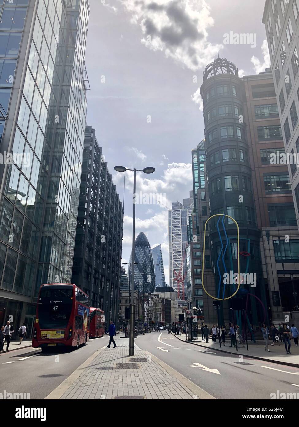 Bishopsgate with London Buses - Smartphone Captured Stock Image