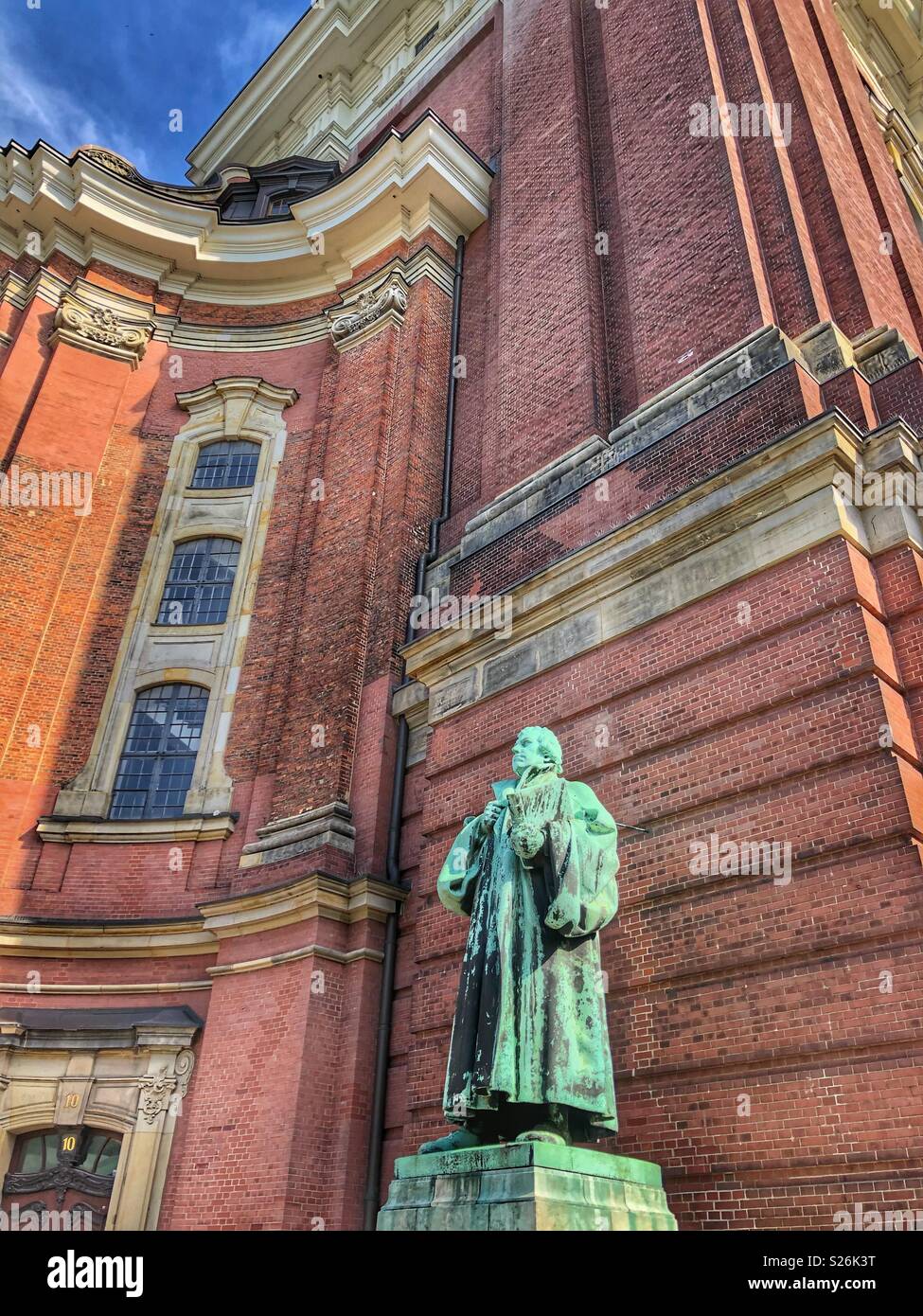 Statue of Martin Luther outside the Protestant Church, St. Michaelis in