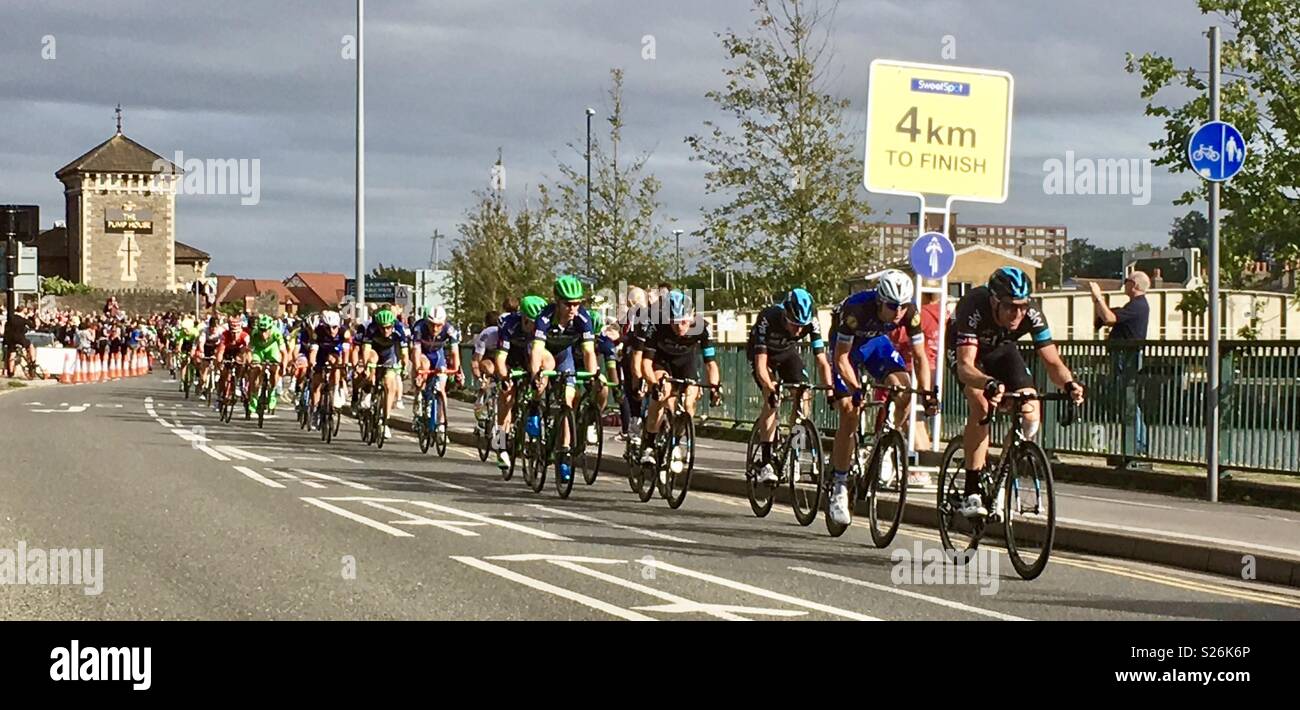Cycling tour of Britain 2016 - Smartphone Captured Stock Image