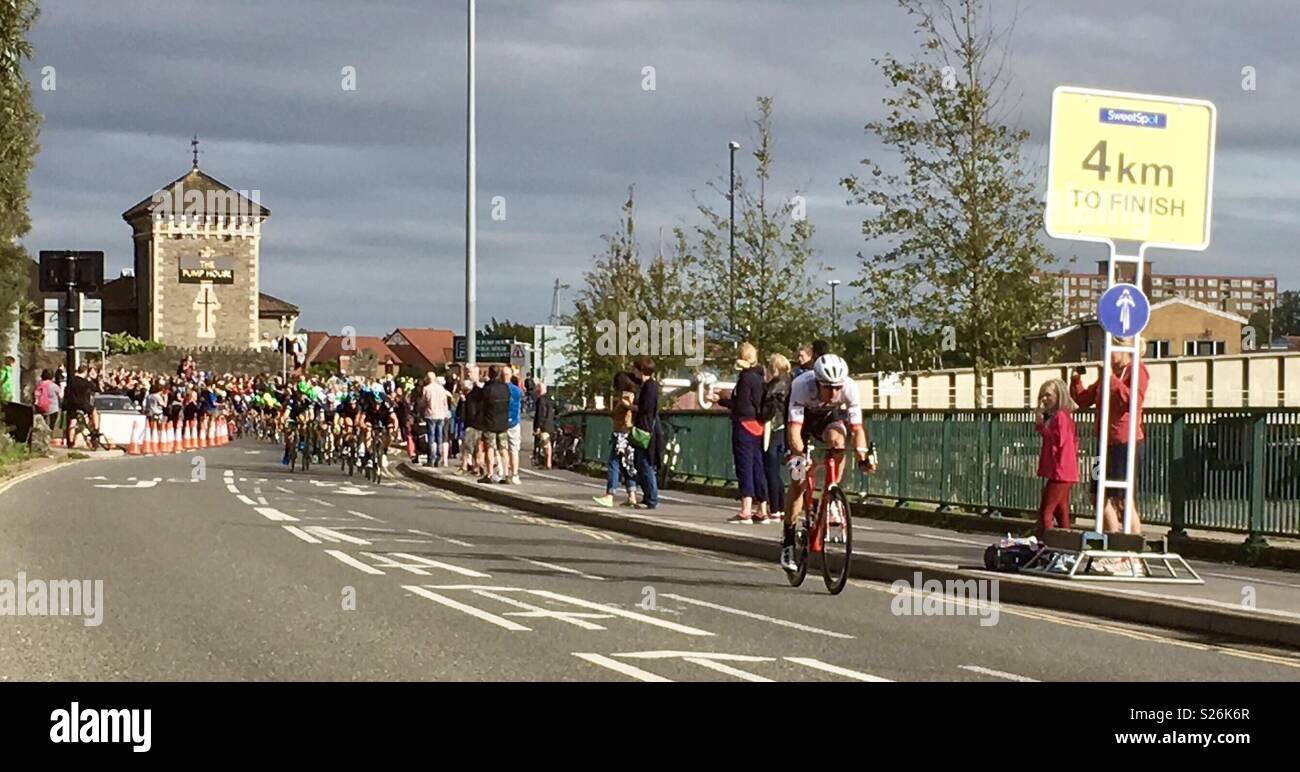 Cycling tour of Britain 2016 - Smartphone Captured Stock Image