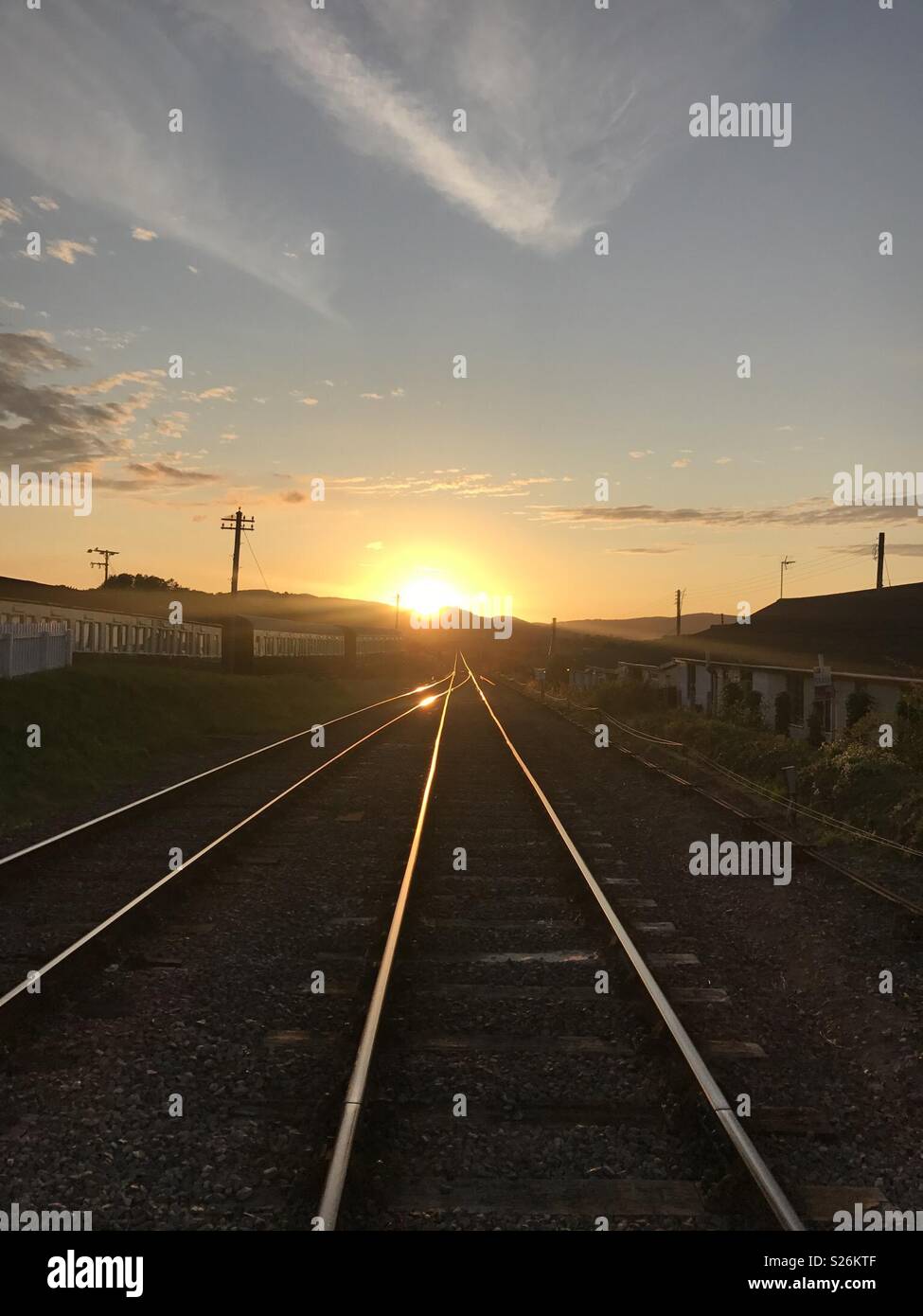 Sunset On The Railway Stock Photo