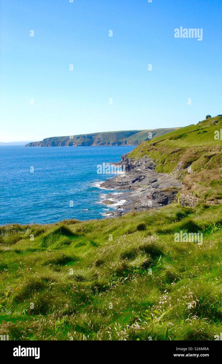 Cornish cliff. Porthleven Cornwall UK. Rugged coastal view. Stock Photo