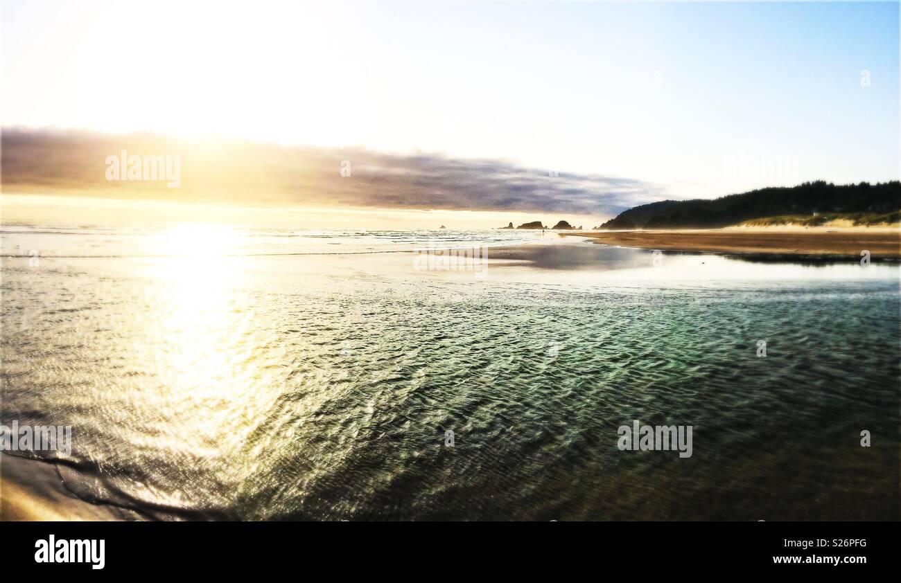 Sunset over Cannon Beach, Oregon, USA. - Smartphone Captured Stock Image