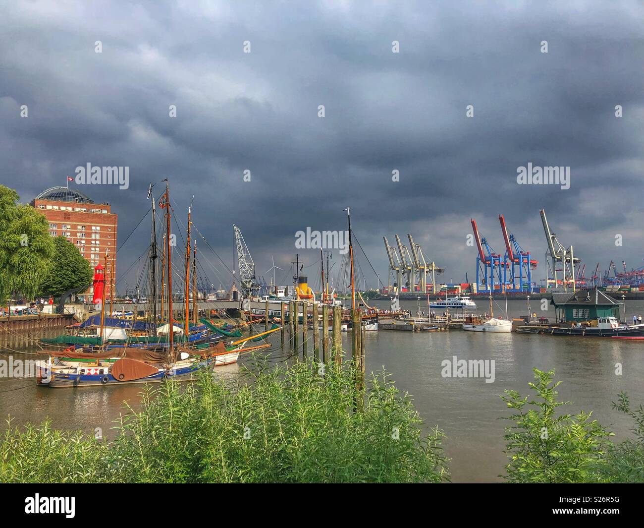Oevelgönne along the Elbe River in Hamburg, Germany. - Smartphone Captured Stock Image