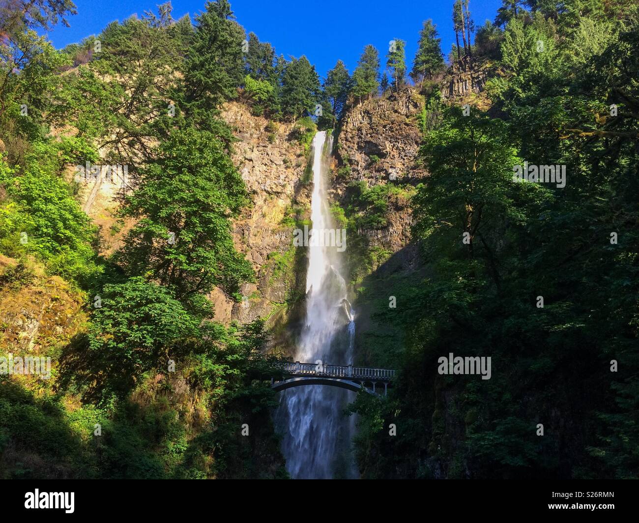 Multnomah Falls, Columbia River Scenic Highway, Oregon, USA. - Smartphone Captured Stock Image