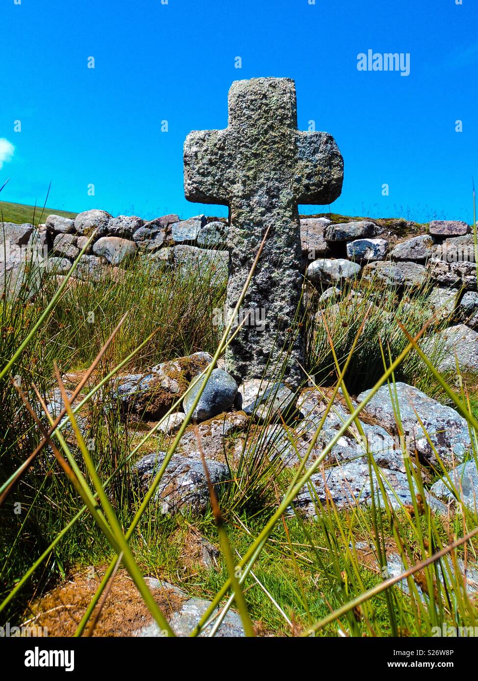 Huntingdon Cross, Dartmoor Devon. Waymarker for the Abbots Way walk