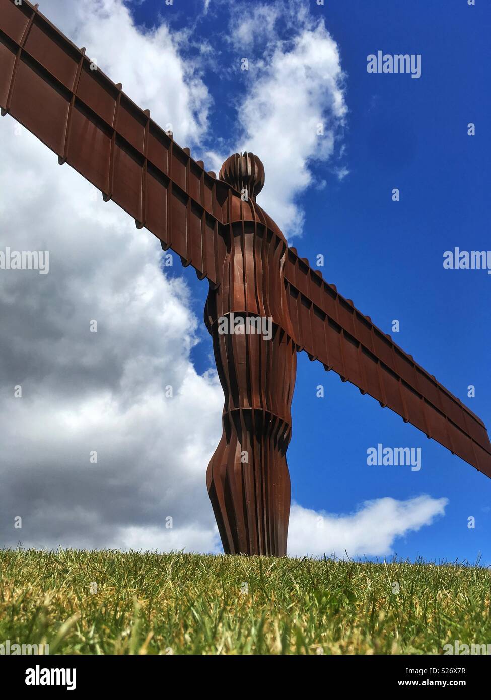 Sunny day on the longest day Angel of the North Gateshead Tyne and Wear - Smartphone Captured Stock Image