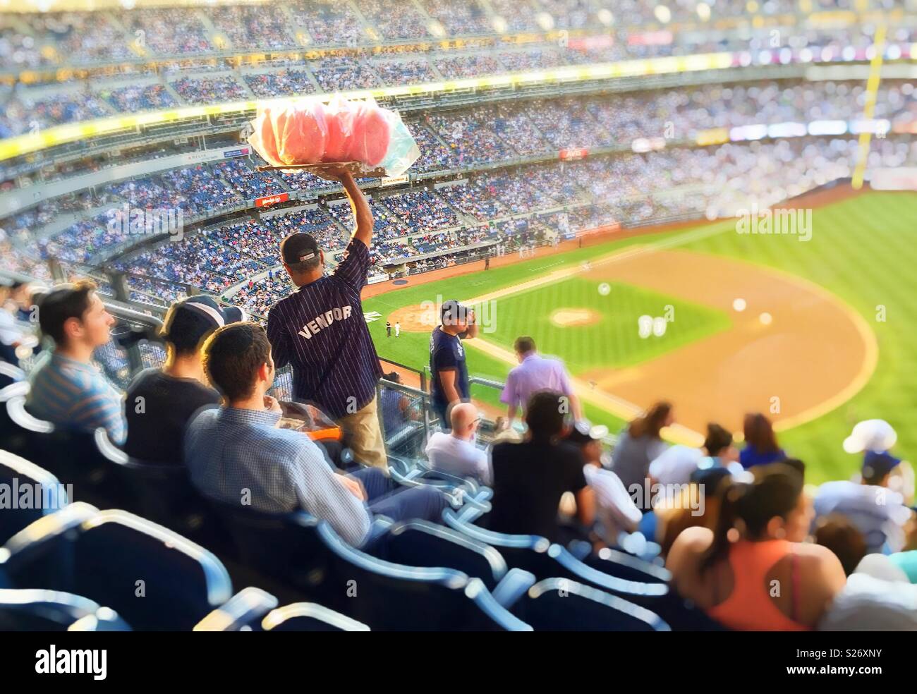 Cotton candy vendor at New York Yankees night game, Yankee Stadium, the Bronx, NYC, USA - Smartphone Captured Stock Image